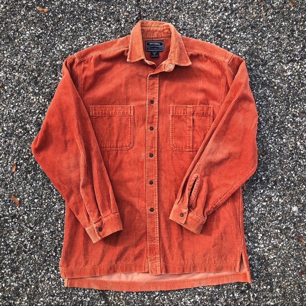 Vintage Pumpkin Corduroy Button-up